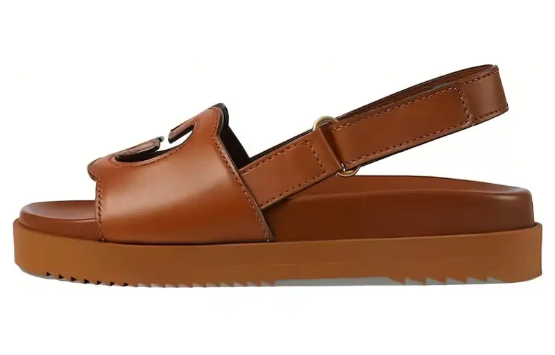 GUCCI Interlocking G Sandals Cuir Leather Women's