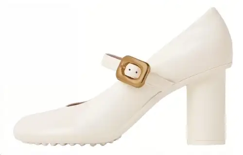 Bottega Veneta Atomic Sheepskin Chunky Heel Mary Jane Shoes Women's White