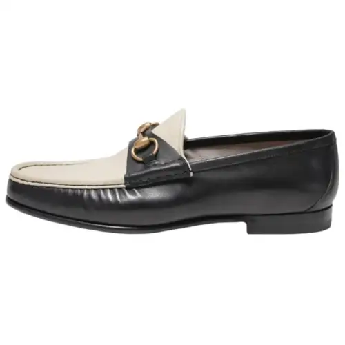 GUCCI Horsebit 1953 Leather Casual Shoes Men's Black Gray