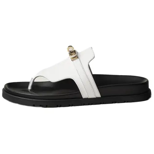 HERMES Empire Rubber Sole Flip Flops Women's White