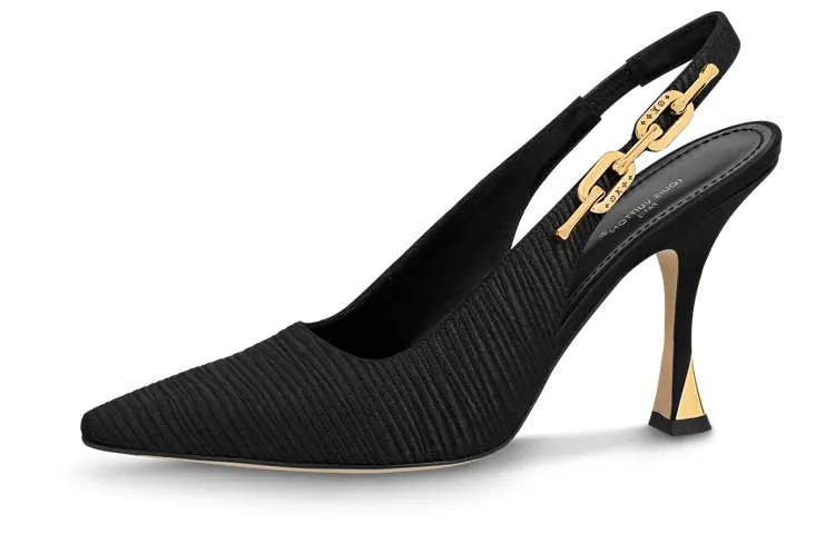 LOUIS VUITTON Sparkle Leather Slim Heel High Heels 9.5cm Women's Black