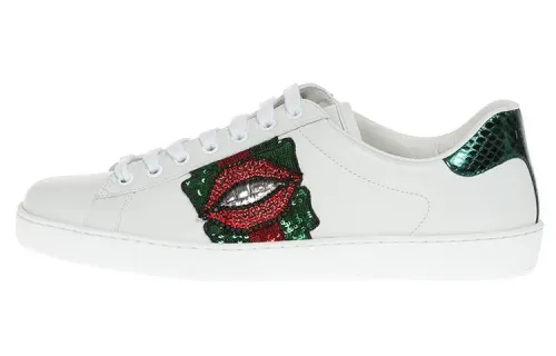 GUCCI ACE Leather Casual Stylish Skateboarding Shoes Men's White Red Green