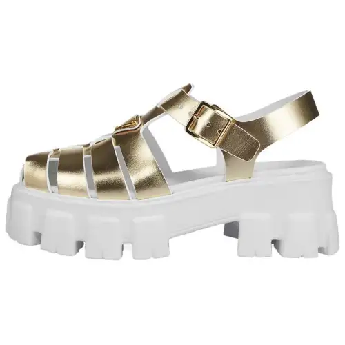 PRADA Leather River Trekking Shoes Women's Gold