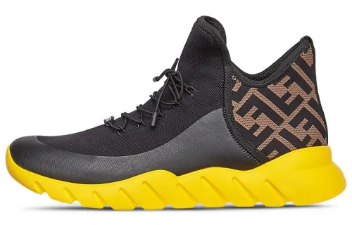 FENDI FF Motif Mesh High 'Black Yellow'