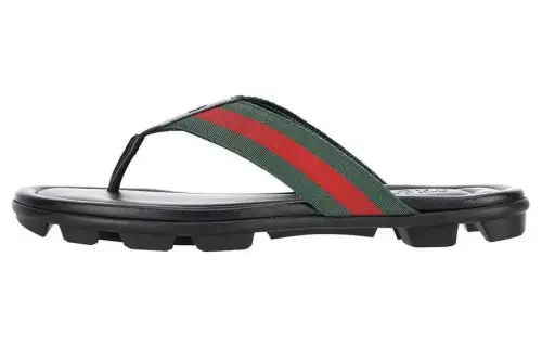 Gucci Leather Web Thong 'Black'