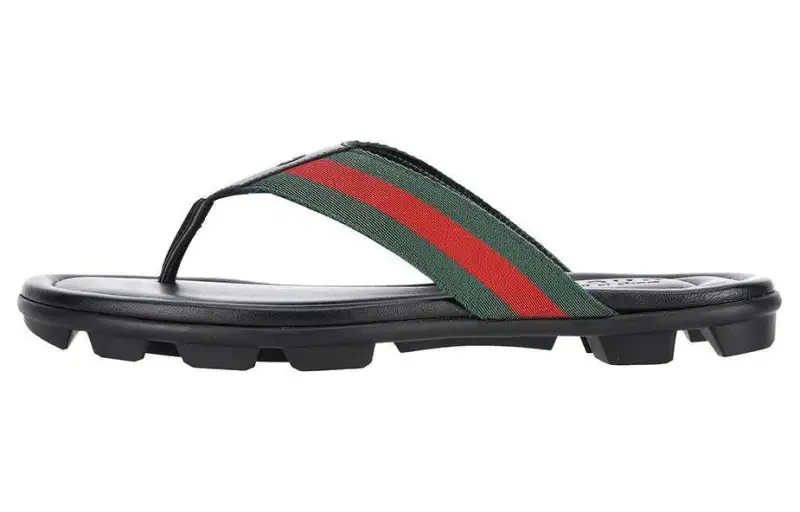 Gucci Leather Web Thong 'Black'