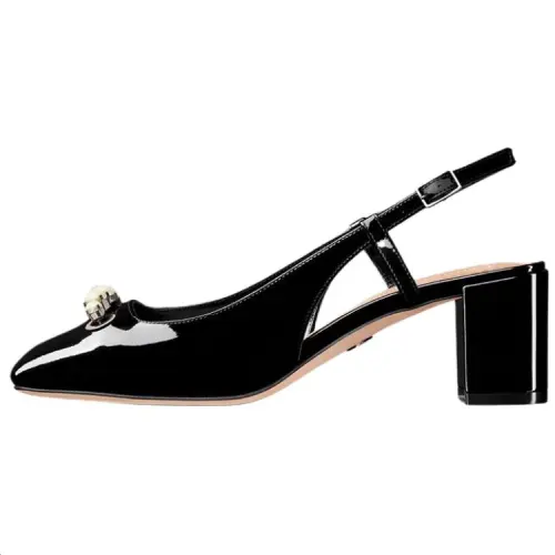 DIOR Paris Chunky Heel High Heels 5.5cm Women's Black