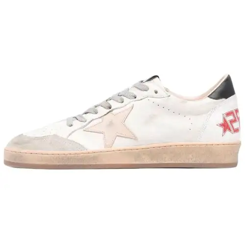Golden Goose Ball Star Leather Low top Athletic Shoes, Skateboard Shoes Men's White