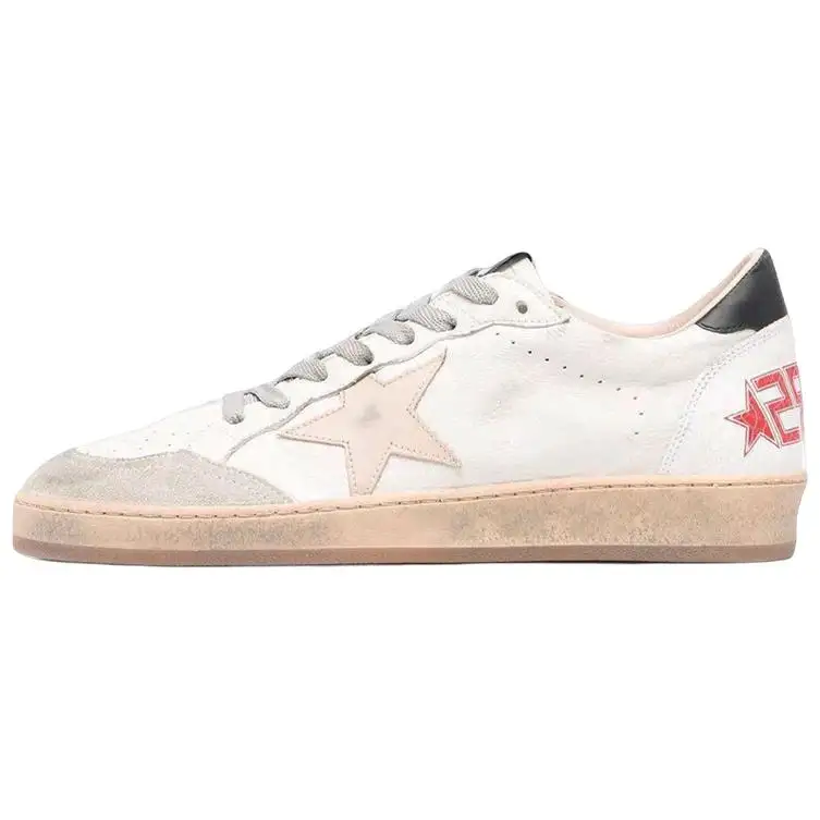 Golden Goose Ball Star Leather Low top Athletic Shoes, Skateboard Shoes Men's White
