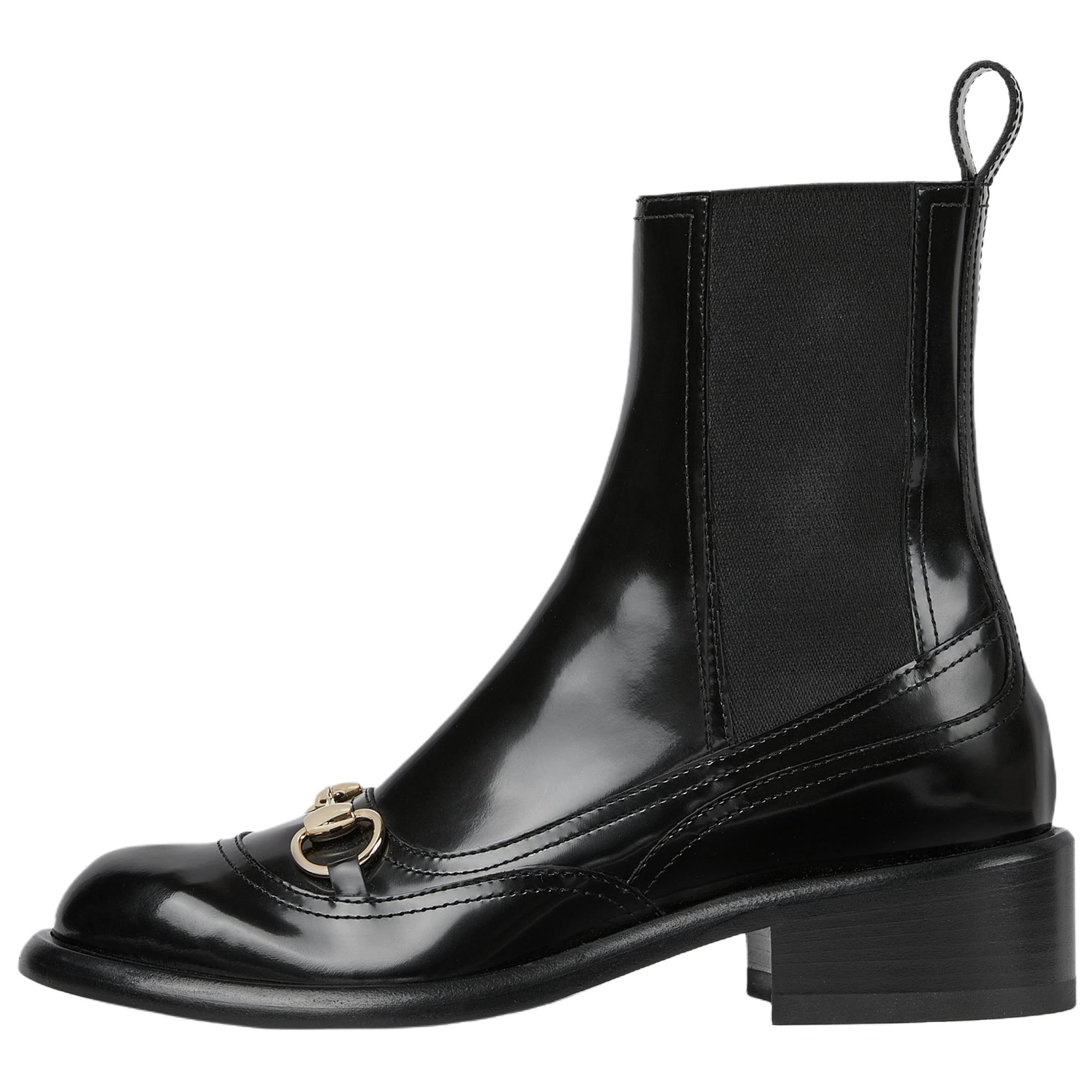 Женские ботинки Gucci Horsebit (черные)
