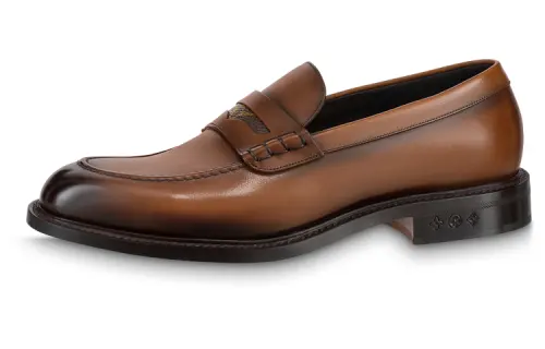 LOUIS VUITTON Fle Leather Casual Shoes Men's Brown