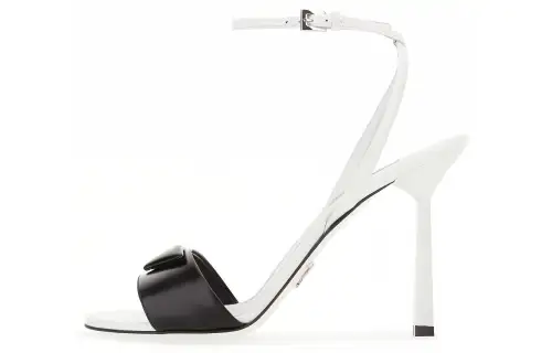 PRADA Leather One Strap Sandals Women's Black White