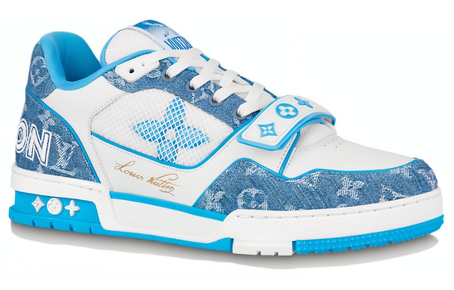Мужские кеды Louis Vuitton LOUIS VUITTON Trainer (голубо-белые) — фото 2