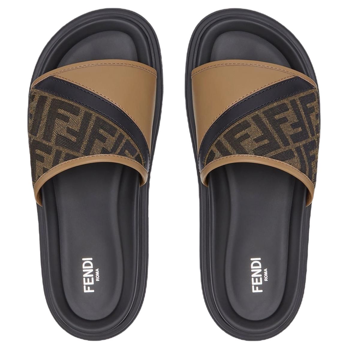 FENDI Diagonal Ff Jacquard Slides
