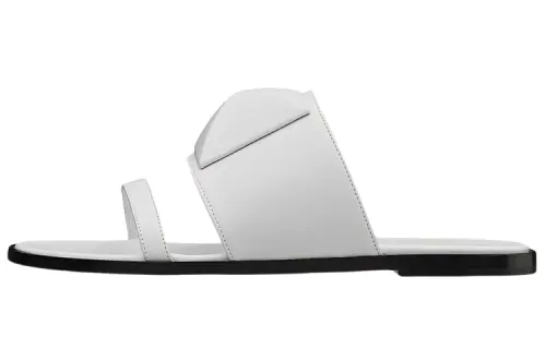 HERMES Caia Studs Slide Slippers Women's White