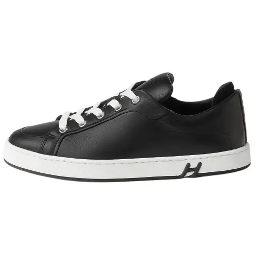 HERMES Kid Goat Suede Low top Skateboard Shoes Women's Black