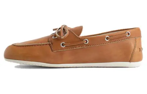 MIU MIU Leather Boat Shoes Women's Brown