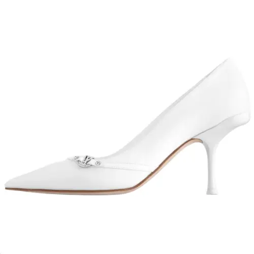 LOUIS VUITTON 6AM Sheepskin Slim Heel High Heels 7.5cm Women's White