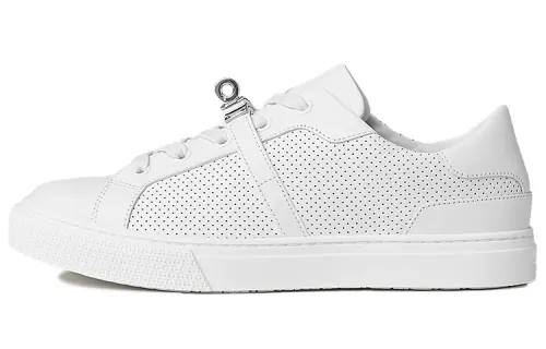 HERMES Leather Low top Skateboard Shoes Women's White