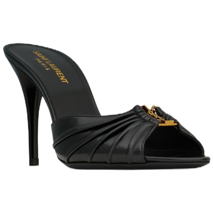 SAINT LAURENT Slide Slippers 9cm Women's Black