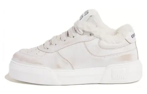 MIU MIU Sheepskin Low top Skateboard Shoes Women's White