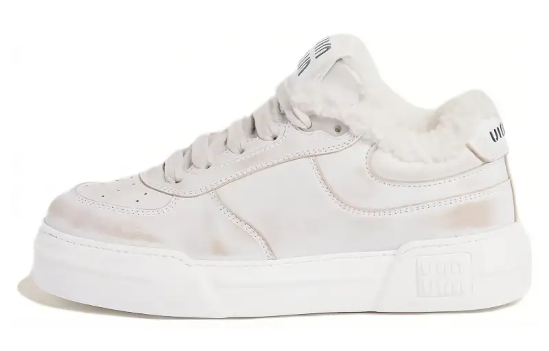MIU MIU Sheepskin Low top Skateboard Shoes Women's White