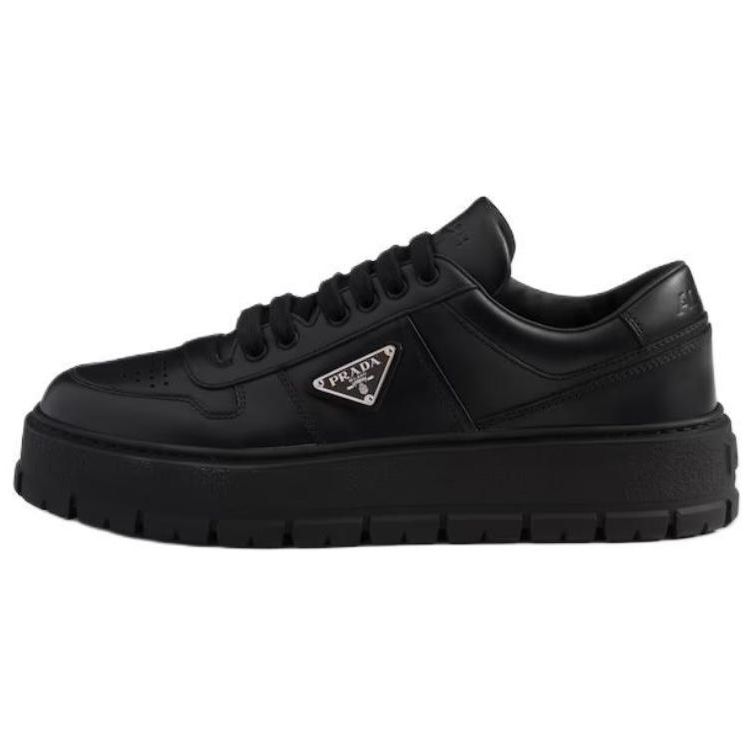 PRADA Leather Low top Skateboard Shoes Men's Black