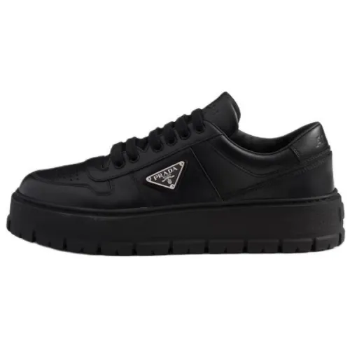 PRADA Leather Low top Skateboard Shoes Men's Black