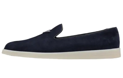 PRADA Triangle-patch Suede Loafers