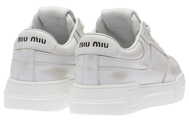 MIU MIU Leather Low top Stylish Skateboarding Shoes Women's White