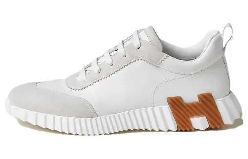HERMES Bouncing Low top Casual Shoes Men's White Brown