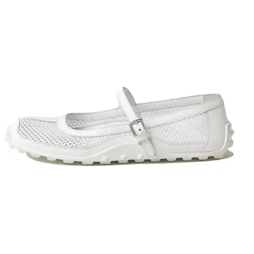 HERMES Flat Mary Jane Shoes 1.1cm Women's White
