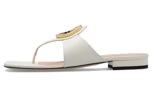 GUCCI Blondie Thong Leather Sandals White Women's