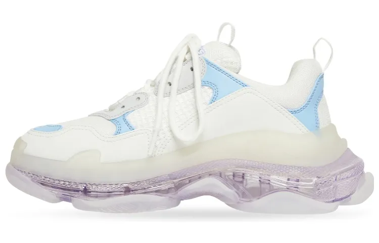 Balenciaga Triple S Clear Sole Leather Free Light Blue Grey Light Purple White Women's