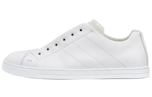 FENDI Leather Slip Ons White Brown