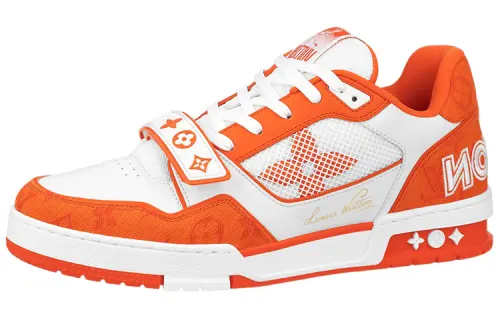 Louis Vuitton Trainer Low 'Velcro Strap - Orange Monogram Denim'