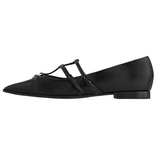 LOUIS VUITTON 6AM Cow Leather Flat Casual Shoes Women's Black