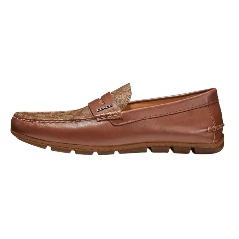 COACH Leather Signature Coated Canvas Men's Casual Shoes Men's Brown
