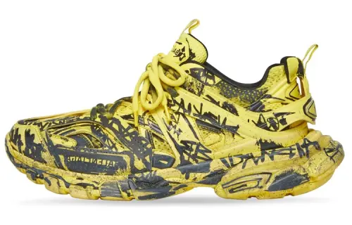 Balenciaga Track 1.0 Graffiti Mesh Chunky Sneakers Men's Yellow Black