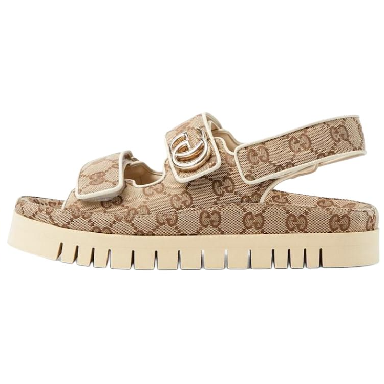 GUCCI Double G One Strap Sandals Women's Dark Brown