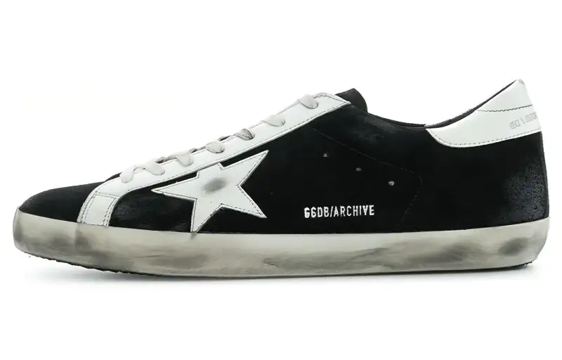Golden Goose Super Star Low top Stylish Skateboarding Shoes Men's Black Distressed