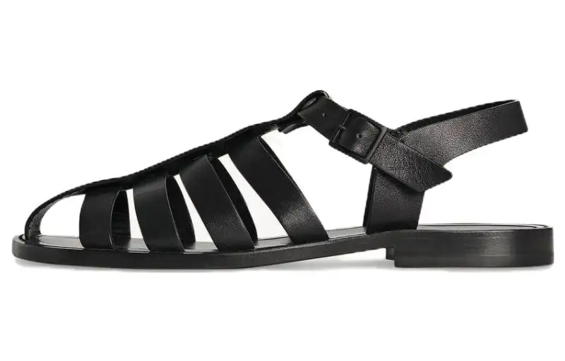 THE ROW Pablo Leather Roman Sandals Women's Black