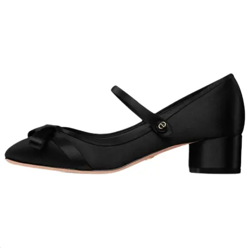 DIOR Lovely D Chunky Heel Mary Jane Shoes 4cm Women's Black