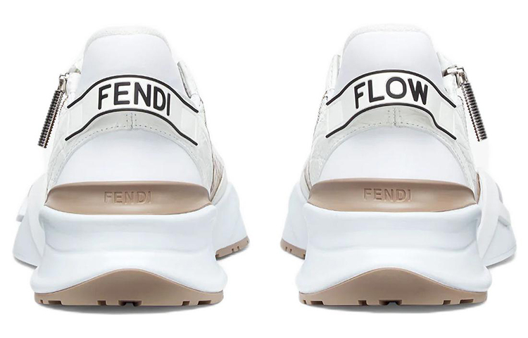Мужские кроссовки Fendi Flow (бело-коричневый) — фото 4