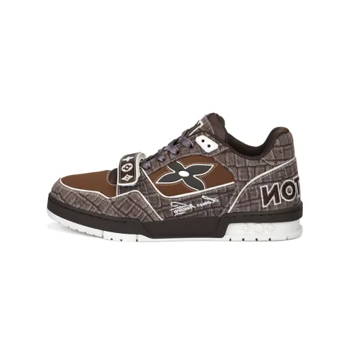 LOUIS VUITTON Trainer Denim Low top Skateboard Shoes Men's Brown