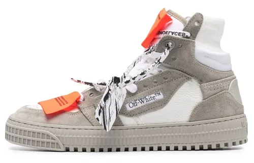 OFF WHITE 3.0 Off Court High Top Sneakers White Beige Suede Women's