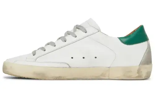Golden Goose Super Star Distressed Low top Stylish Skateboarding Shoes Women's White Green Gray