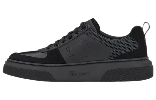 FERRAGAMO Cow Leather Low top Stylish Skateboarding Shoes Men's Black