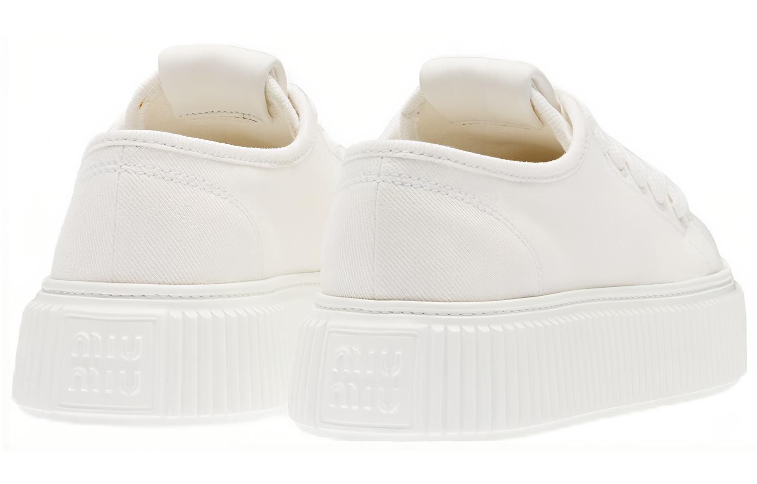 MIU MIU Denim Low top Stylish Skateboarding Shoes Women's White