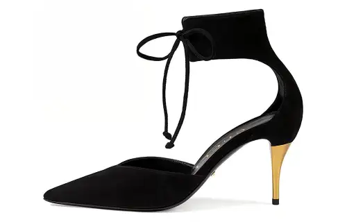 GUCCI Suede Slim Heel High Heels Women's Black